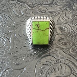 Silver and Lime Turquoise Stone Ring